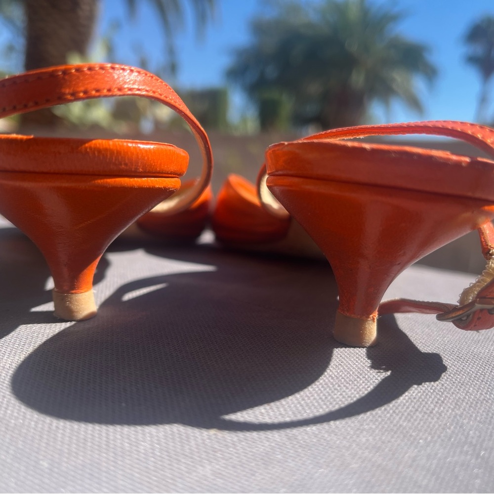 Jimmy Choo Vibrant Orange Slingback Heels - Picture 2 of 4